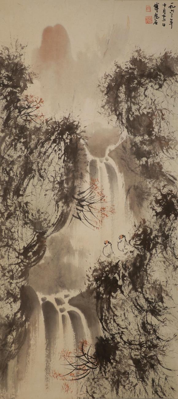 傅抱石山水人物纸本镜心