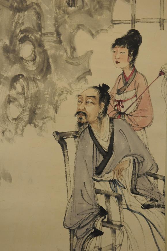 傅抱石相夫教子图立轴