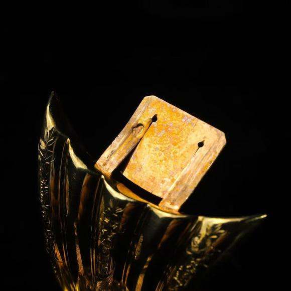 Horizontal Enchère French Napoleon III Gold Onyx Emerald & Diamond Wide Hinged Bracelet