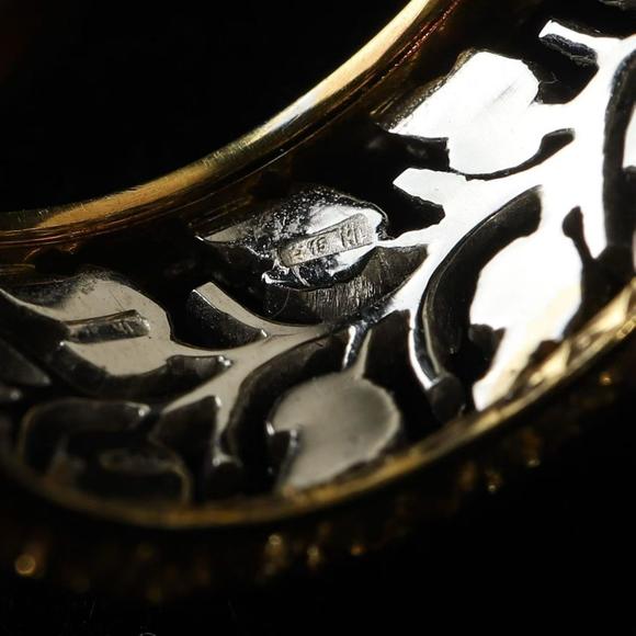 Horizontal Enchère Mario Buccellati Bi-Metal Lace Leaf Wide Band Ring