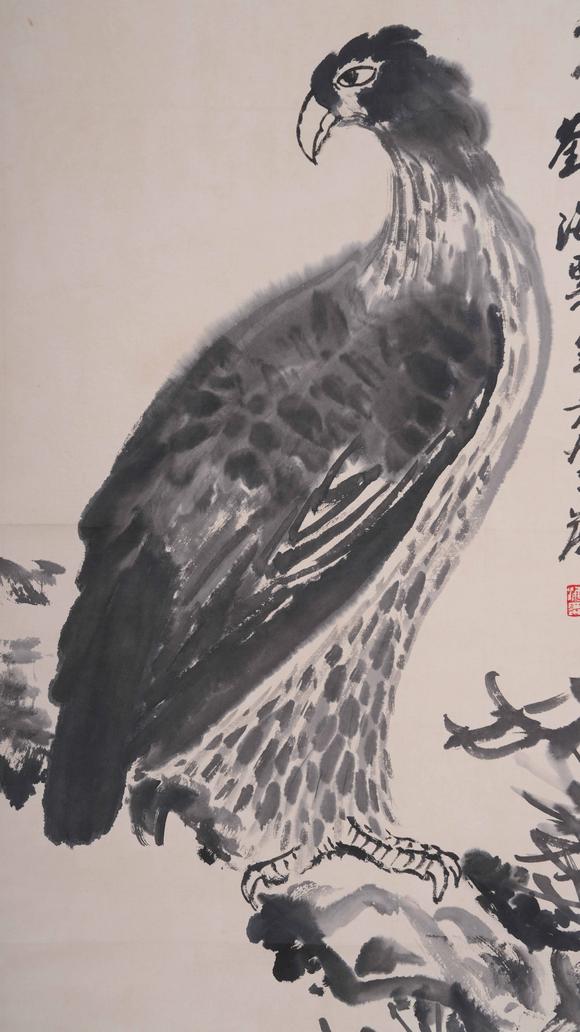弘楊株式會(huì)社劉海粟紙本松鷹圖畫