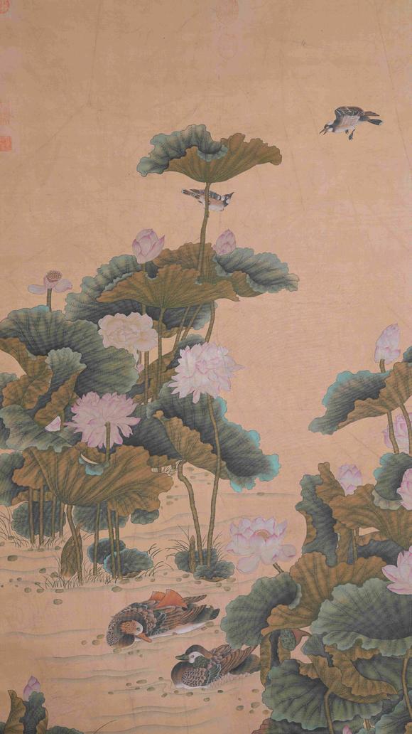 弘楊株式會(huì)社沈銓絹本荷花鴛鴦圖畫