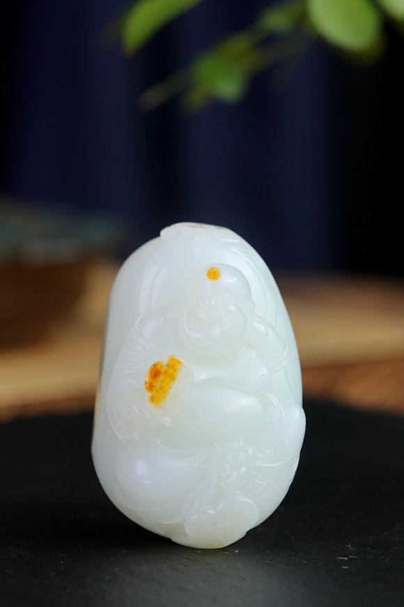 北京唐潮拍賣有限公司彌勒佛精品和田玉羊脂玉籽料掛件