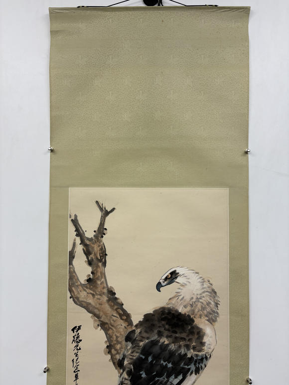 三杉美術(shù)黃獨峰 為伊藤正文先生畫松鷹圖