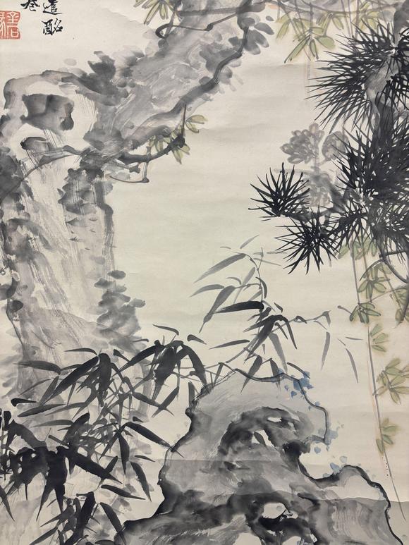 三杉美術(shù)胡鐵梅 松竹壽石圖