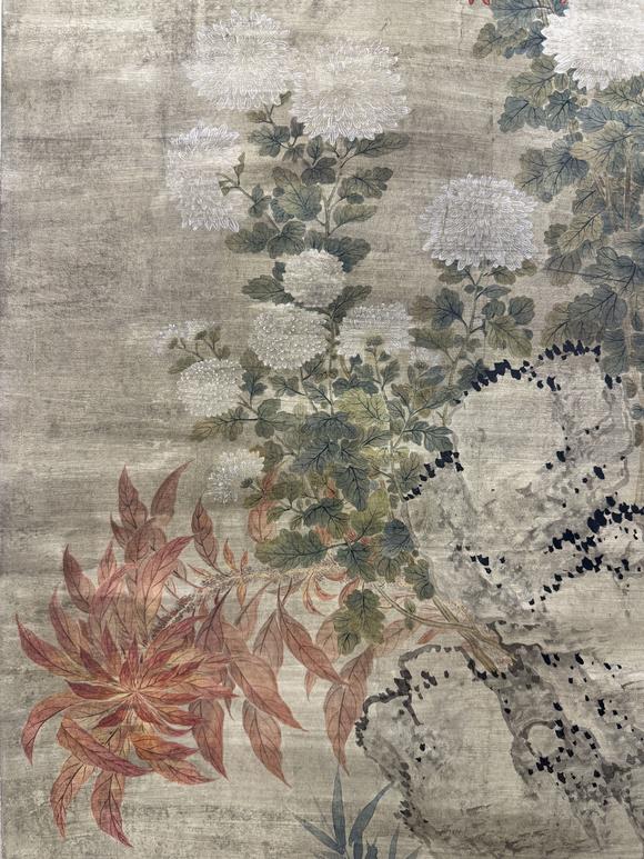 三杉美術(shù)惲壽平 壽石叢菊醉秋光