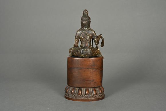 三杉美術(shù)銅泥金跏趺自在觀音菩薩造像（原配蓮座木臺(tái)）