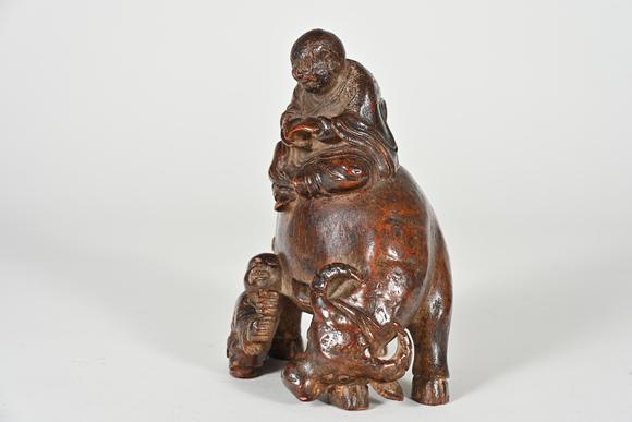 三杉美術(shù)清 竹雕老子出關(guān)立像