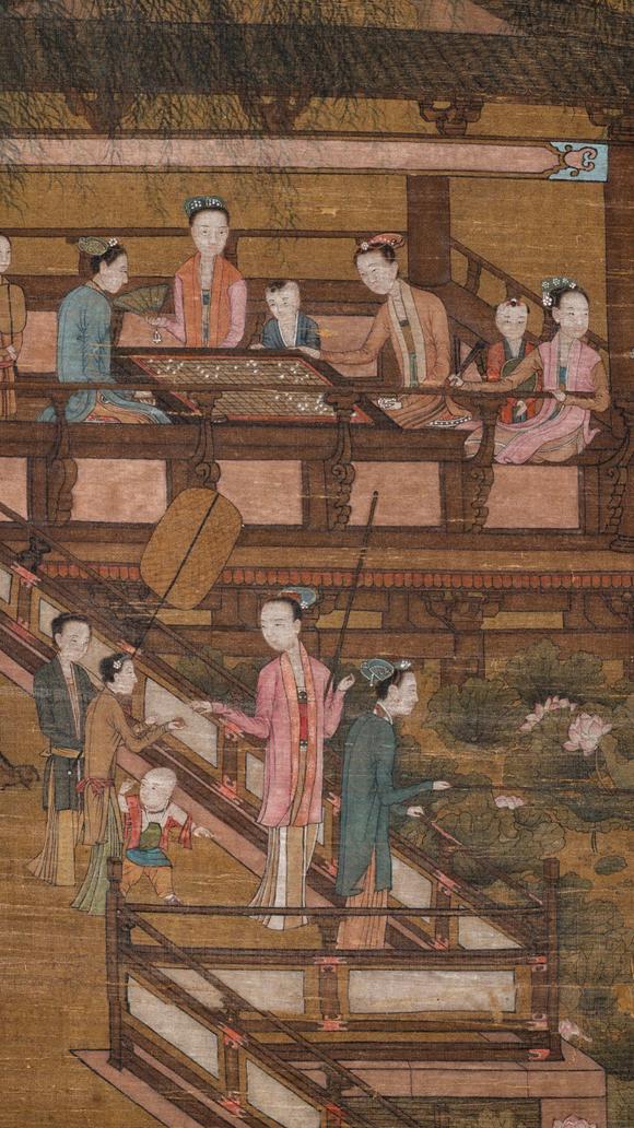 隆德拍賣株式會(huì)社謝環(huán)絹本夏荷賞園圖立軸