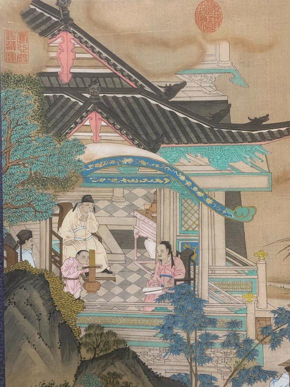 蘭亭古美術(shù)オークション唐伯虎 人物故事圖 立軸絹本設(shè)色