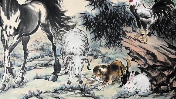 蘭亭古美術(shù)オークション徐悲鴻 百獸圖 裱片紙本設(shè)色