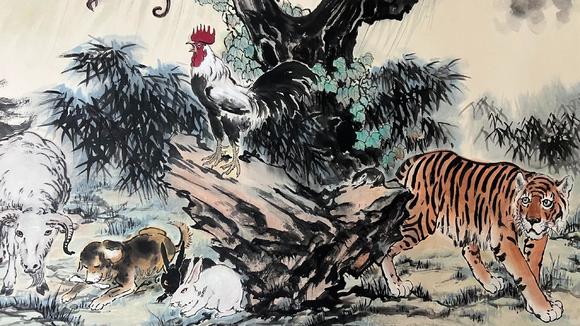 蘭亭古美術(shù)オークション徐悲鴻 百獸圖 裱片紙本設(shè)色