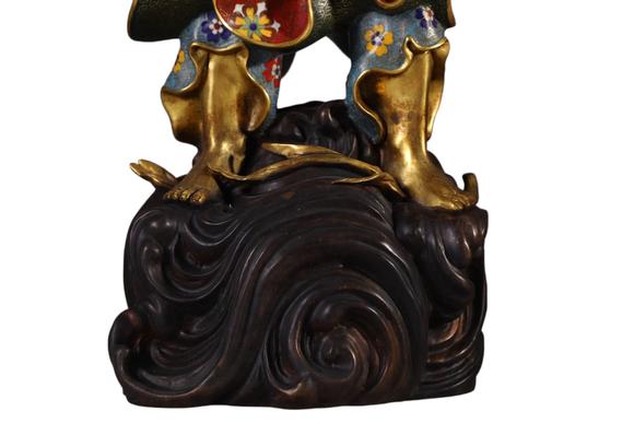 蘭亭古美術(shù)オークション清 銅景泰藍(lán)掐絲琺瑯達(dá)摩一葦渡江造像
