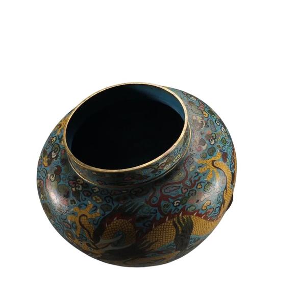 蘭亭古美術(shù)オークション清 銅景泰藍(lán)掐絲琺瑯云龍紋蓋罐 一對