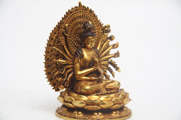 蘭亭古美術オークション明  銅鎏金千手觀音坐像