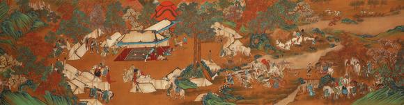 蘭亭古美術(shù)オークション趙雍 元 靼韃狩獵圖傅世珍品寶卷 絹本