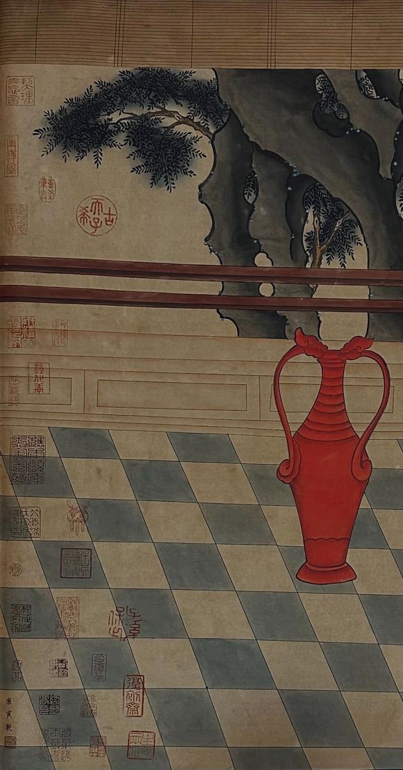 蘭亭古美術(shù)オークション唐伯虎 明代 夜讀圖 長(zhǎng)卷絹本