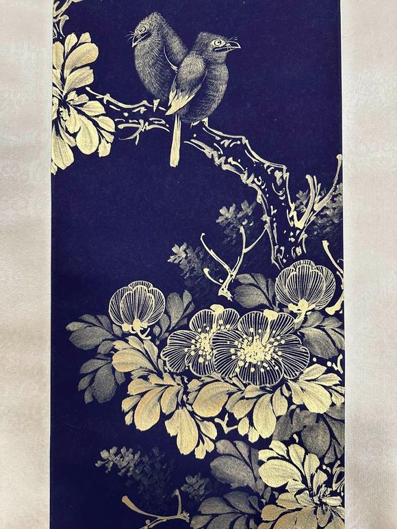 蘭亭古美術(shù)オークション江寒汀 磁青花鳥 四條屏紙本