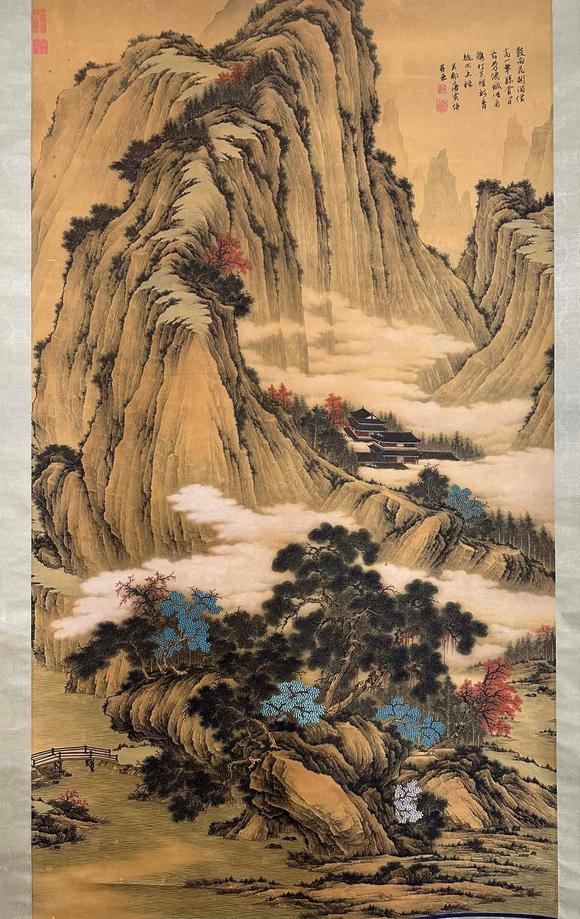 蘭亭古美術オークション唐寅 山水 立軸絹本