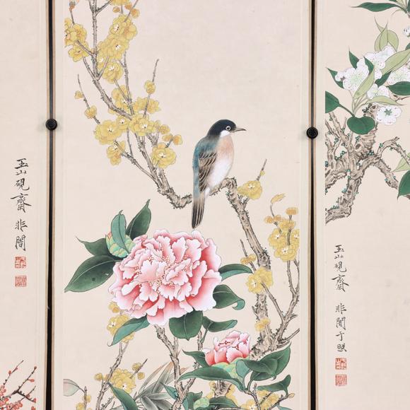 東京共成拍賣於非闇 花鳥六條屏