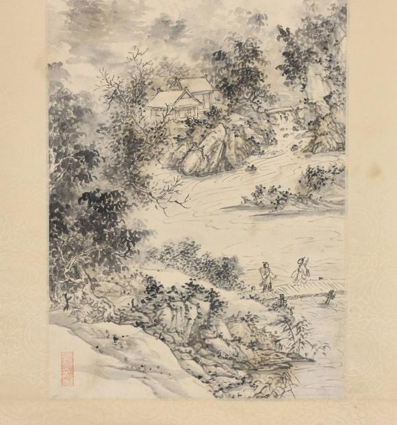 東京共成拍賣奚岡 溪山松澗圖
