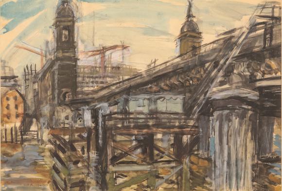 Duke's Auctions Lot 527 *  SYLVIA BERGIN ROWLEY (1904-1999) 'Blackfriars Bridge'