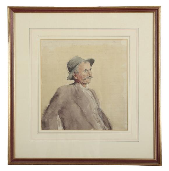Duke's Auctions Lot 555 *  HUBERT ANDREW FREETH (1912-1986) Portrait of a man wearing a hat