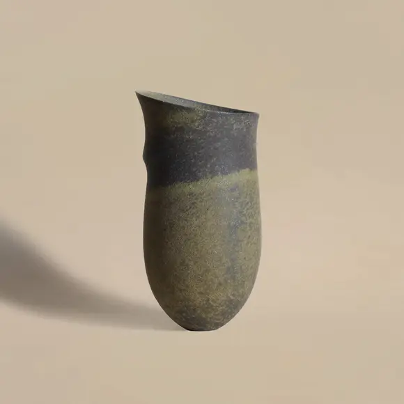 Chiswick AuctionsJennifer Lee (British, b.1956) Asymmetric banded vessel with ridge and tilted rim