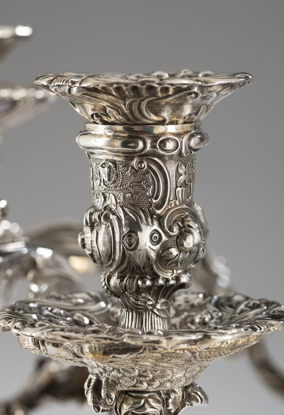 VERITAS Art AuctioneersA pair of George III silver four-light candelabra