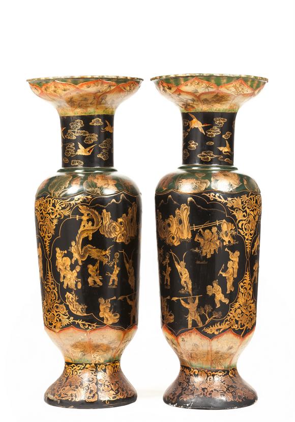 VERITAS Art AuctioneersA pair of large papier-maché vases