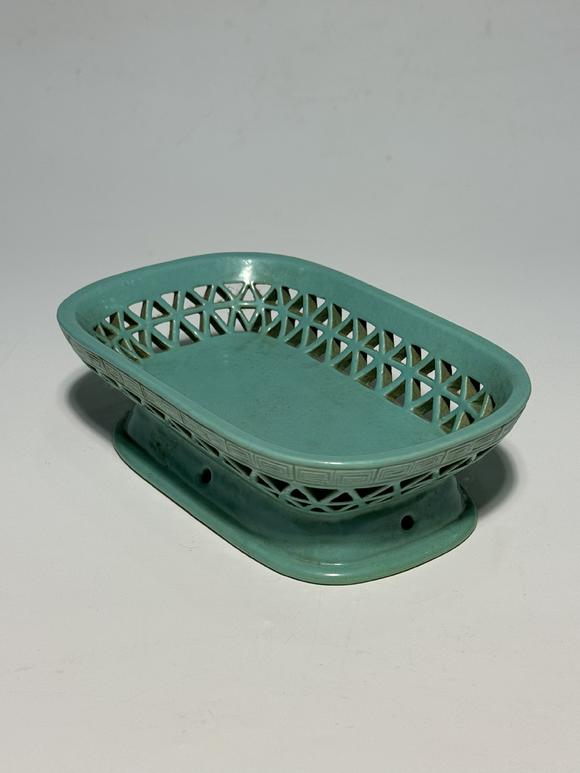 SEAVIEW AUCTIONS PTY LTDAn Openwork Turquoise-Glazed Oval Tray with Geometric Pattern Decoration, 19th–20th Century