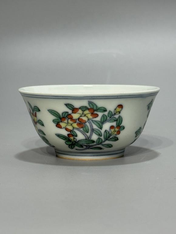 SEAVIEW AUCTIONS PTY LTDA Doucai Camellia Floral Bowl, Double Blue Line Foot Rim, China, 18th century