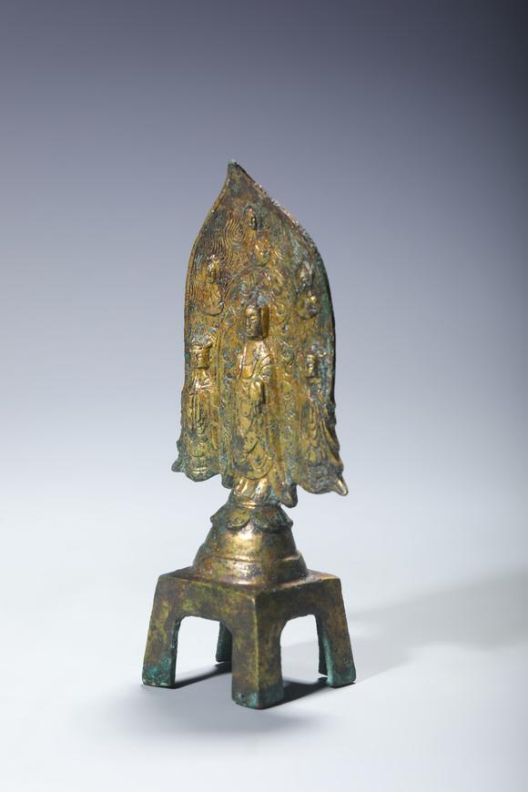 SEAVIEW AUCTIONS PTY LTDA Gilt Bronze Buddhist Stele with Shakyamuni and Attendant Bodhisattvas, China, 5th–7th centuries