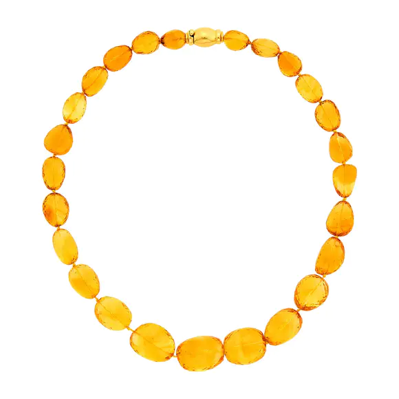 DOYLE Auctioneers & AppraisersSeaman Schepps Citrine Bead Necklace with Gold Clasp