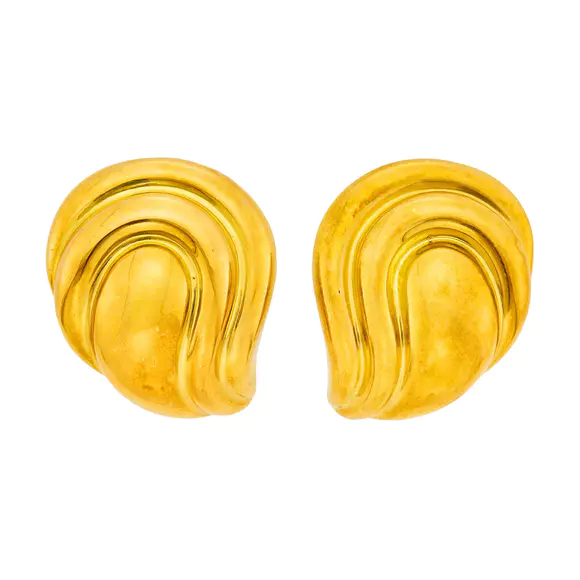 DOYLE Auctioneers & AppraisersPair of Fluted Gold Earclips