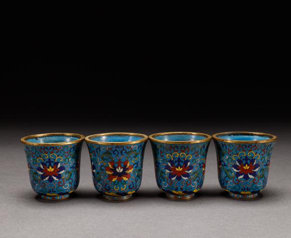 吉本株式會(huì)社清代 銅胎景泰藍(lán)茶具一套