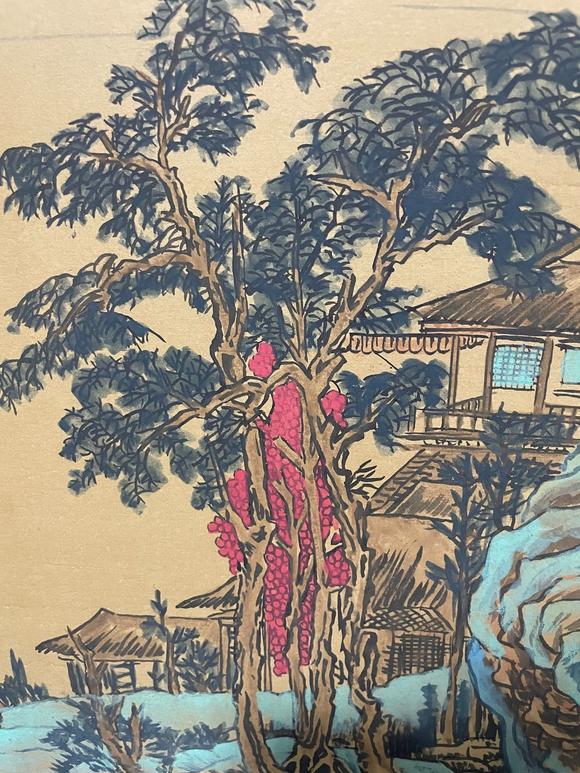 東京蕓術(shù)紫檀木框古山水畫