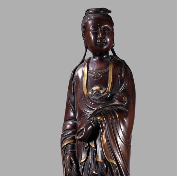 東京蕓術(shù)明 銅鎏金持珠觀音立像