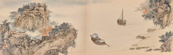 東京蕓術(shù)溥濡 松蔭行吟冊(cè)頁(yè) 冊(cè)頁(yè)紙本設(shè)色