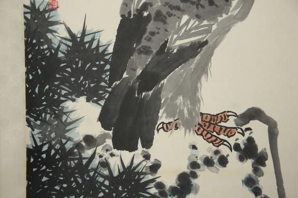 東京蕓術(shù)潘天壽 松鷹圖 立軸紙本設(shè)色