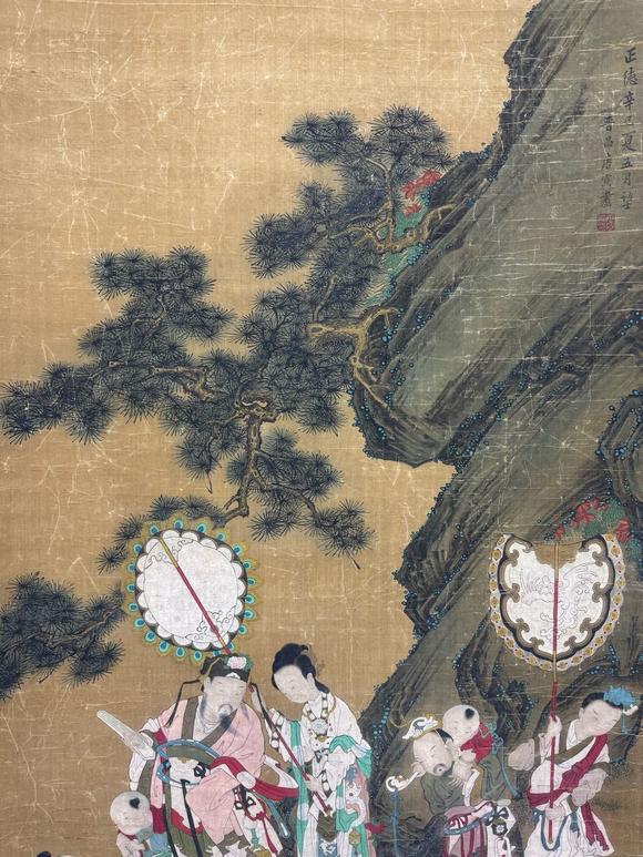 東京蕓術唐寅 多子多福圖 絹本立軸