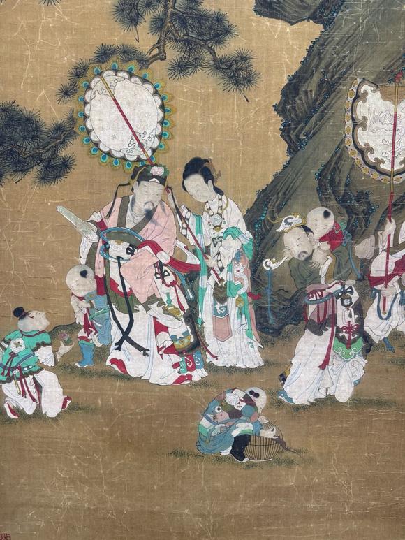 東京蕓術(shù)唐寅 多子多福圖 絹本立軸