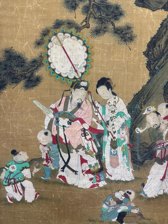 東京蕓術唐寅 多子多福圖 絹本立軸