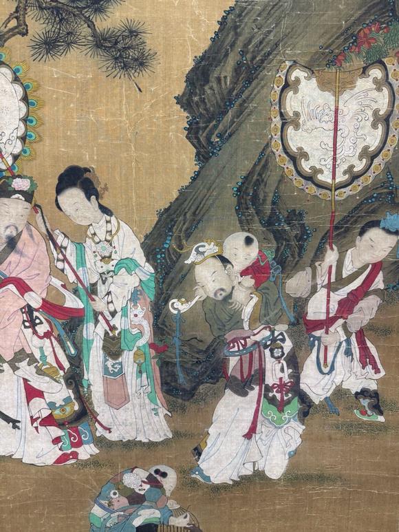 東京蕓術唐寅 多子多福圖 絹本立軸