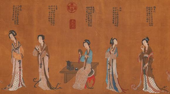 東京蕓術(shù)仇英 千秋絕豔圖卷 手卷絹本設(shè)色