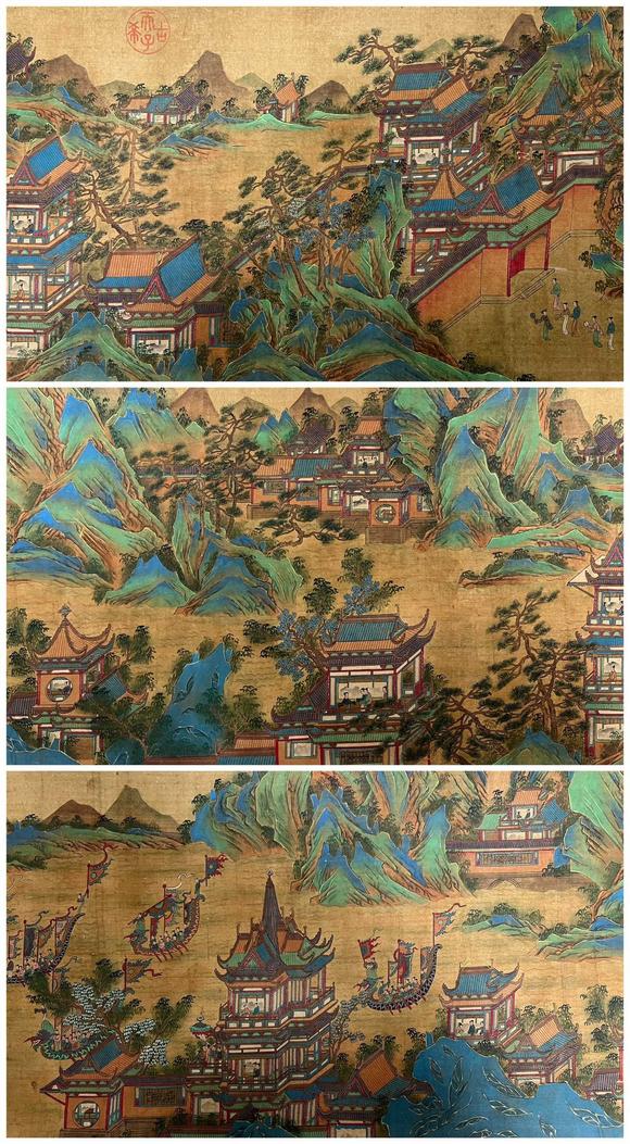 東京蕓術(shù)趙伯駒 上苑春游圖卷 手卷絹本設(shè)色