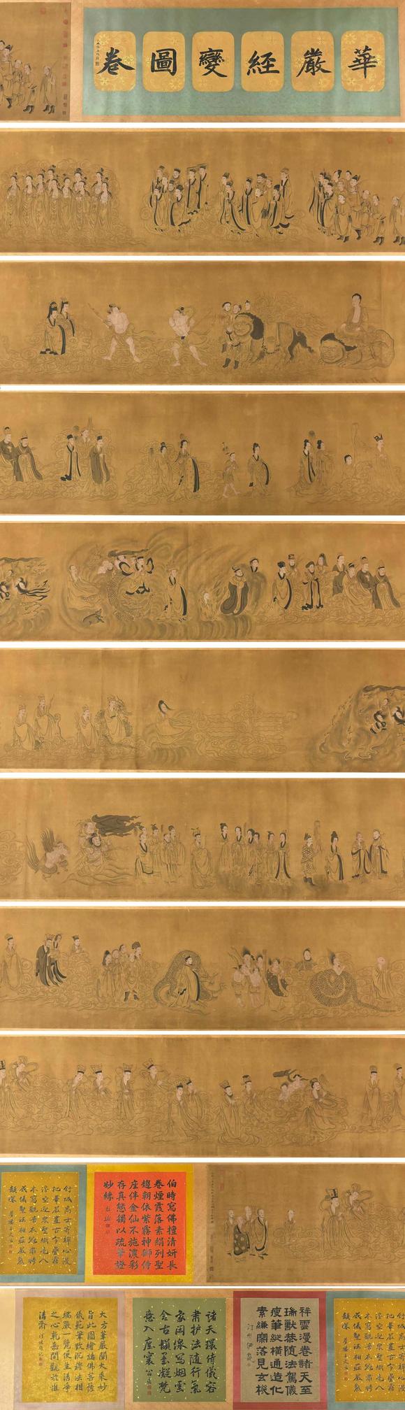 東京蕓術(shù)李公麟 宋 華嚴經(jīng)變圖長卷 絹畫