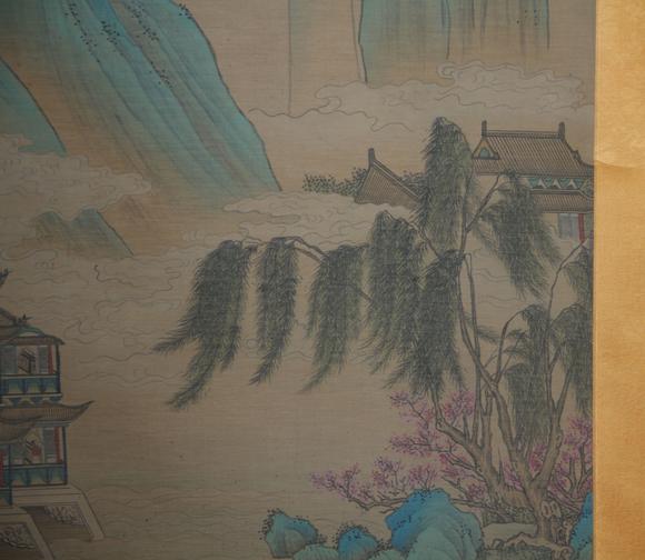 東京蕓術(shù)張擇端 云山高閣圖 立軸絹本設(shè)色