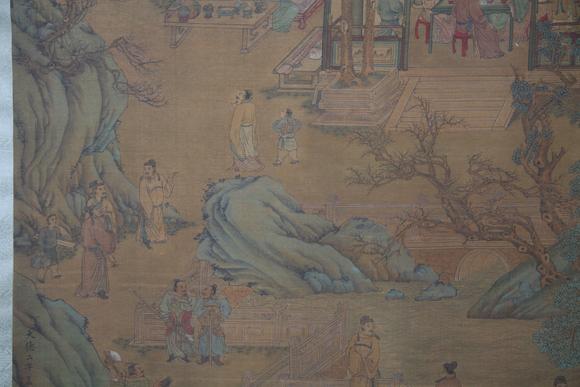 東京蕓術(shù)趙孟頫 蘭亭雅集圖 立軸絹本設(shè)色