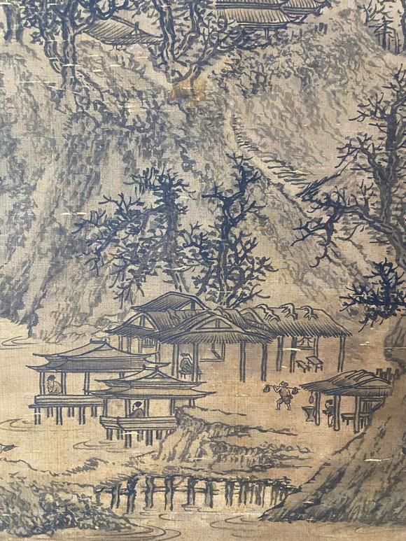 東京蕓術(shù)元 黃公望 晴巒蕭寺圖 絹本綾裱立軸